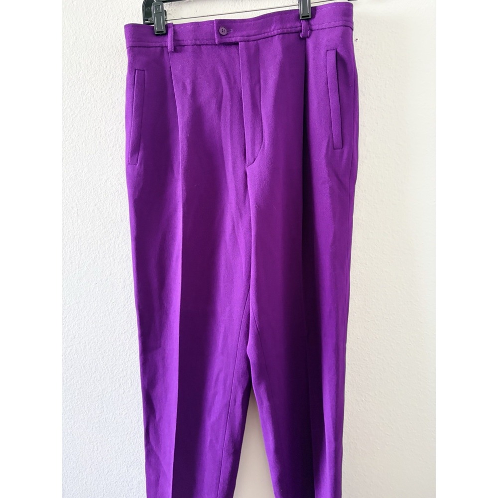VTG Yves Saint Laurent Rive Gauche Purple Wool Pants Made In France Size FR 44